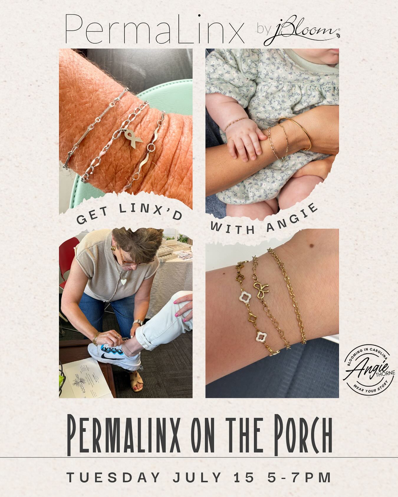 Come see me and get linxd with your new @permalinxbyjbloom !! #bloomingincarolina #sidehustle  #girlboss #personalizedjewelry #findyourtribe  #jbloom #permanentjewelry #permalinx #getlinxdwithangie